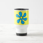 Taza del viaje - azul retro del flower power