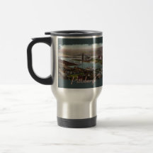 Taza del viaje de los 1800s de Pittsburgh del vint