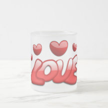 Taza del vidrio esmerilado del amor
