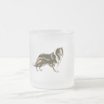 Taza del vidrio esmerilado del collie