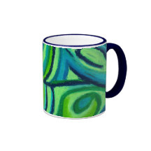 Taza en colores pastel del remolino del verde azul