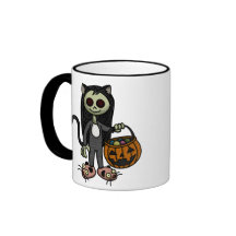 Taza espeluznante del chica del gato