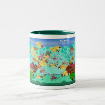 Taza feliz Loraine del verde del acuario