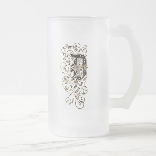 Taza floral adornada del monograma "D" -