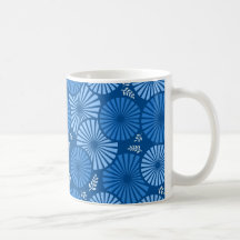 Taza floral retra hermosa, azul