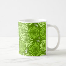 Taza floral retra hermosa, verde
