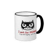 Taza gruñona del dinero y del gato de la lealtad