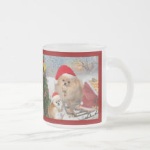 Taza helada escena de la nieve del navidad de Pome