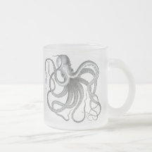 Taza helada pulpo náutico del steampunk