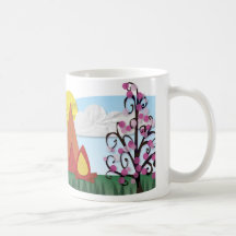 Taza ilustrada del campamento de verano
