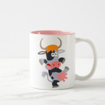 Taza linda de la vaca del dibujo animado del baile