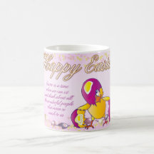 Taza linda de Pascua con el estallido del polluelo