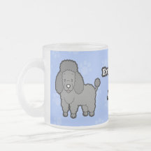 Taza linda del caniche del perro del dibujo animad