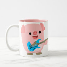 Taza linda del cerdo del dibujo animado de Rockin