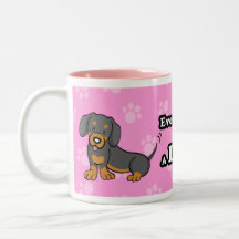Taza linda del Dachshund del perro del dibujo anim