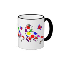 Taza linda del dinosaurio del lunar