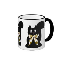 Taza linda del gato del gatito del negro del lunar