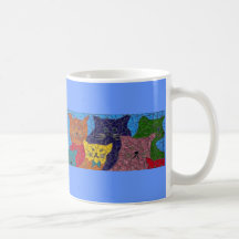 Taza loca del mosaico de los gatos
