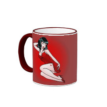 Taza modela modela retra del chica del vintage 50s