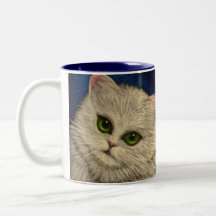 Taza PERSA BLANCA del CAT del ÁNGEL