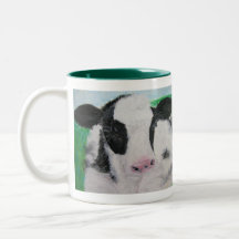 Taza, pintura de acrílico del becerro de la vaca