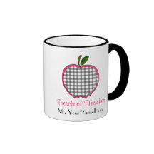 Taza preescolar del profesor - rosa gris de Apple 