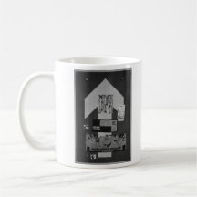 taza "recta" negra y del blanco de la señal de trá