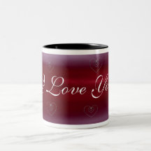 Taza roja de la tarjeta del día de San Valentín de