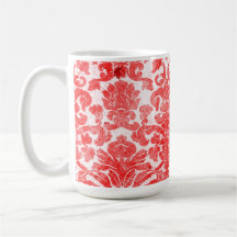 Taza roja del damasco del Grunge del vintage