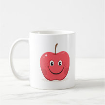 Taza roja del dibujo animado de la manzana