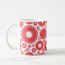 Taza roja floral del vintage