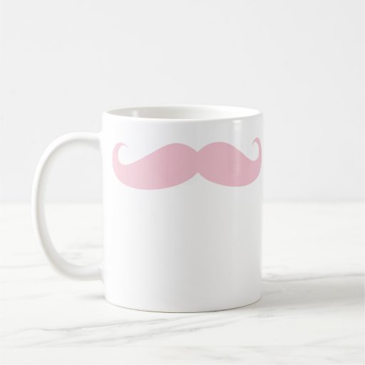 Taza rosada de la bebida del café del bigote