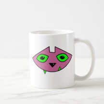 Taza rosada de la cabeza del gato
