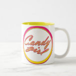 Taza rosada del chica del caramelo del vintage con tazas