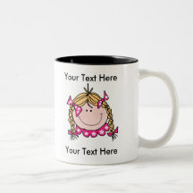 Taza rubia de las trenzas del chica - personalizab