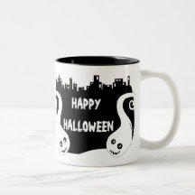 Taza sonriente bilateral de Halloween de los fanta