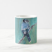 Taza/taza - pintura de acrílico del pájaro de la c