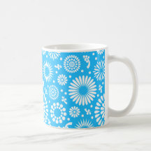 Taza verde floral azul del vintage