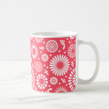 Taza verde floral roja del vintage