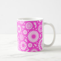 Taza verde floral rosada del vintage
