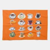 Tazas de café anaranjadas toallas de cocina