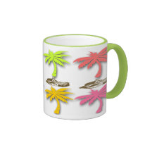 Tazas de café del modelo de las palmeras