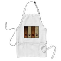 Tazas de café y granos de café frescos delantales