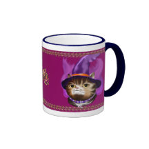 Tazas de la cara del gato de la bruja