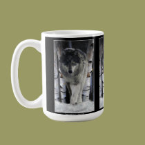 Tazas GRISES del regalo de la fauna del LOBO del P tazas