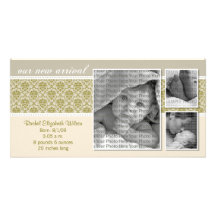 {TBA} 8x4 invitación de color topo del nacimiento  Tarjetas Fotográficas Personalizadas