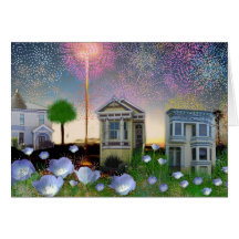 ¡~ TBA de los fuegos artificiales de la pequeña ci Tarjetas