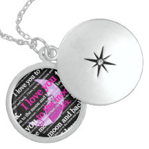 Te amo a la luna y a la tipografía trasera joyeria personalizada