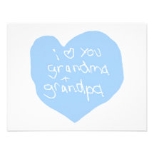 Te amo azul de la abuela y del abuelo invitación
