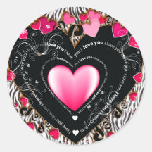 Te amo corazones de la tarjeta del día de San Vale Pegatinas